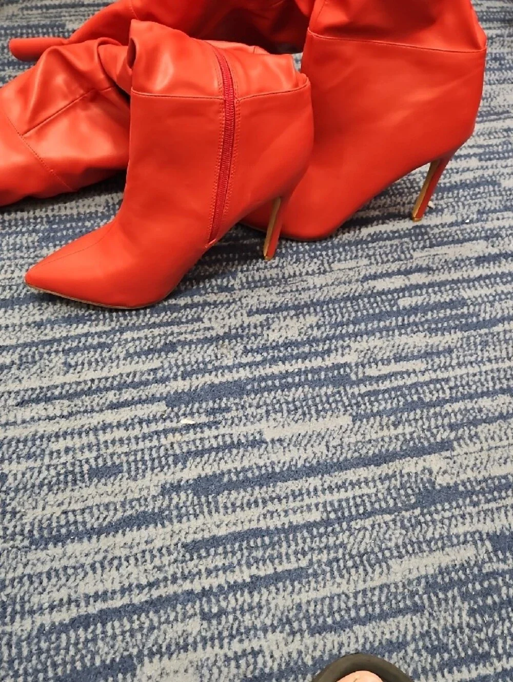 Red Stiletto Knee-High Boots - Women